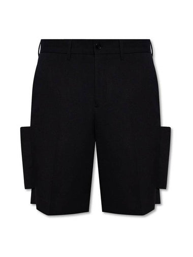 Men's Panel Detail Wool Shorts Black - BURBERRY - BALAAN 1