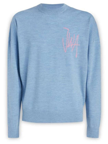 Logo Crew Neck Jumper Knit Top Blue - JW ANDERSON - BALAAN 1