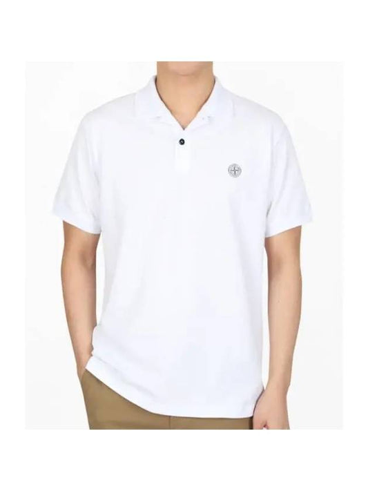 Compass Patch Short Sleeve Polo Shirt White - STONE ISLAND - BALAAN 1