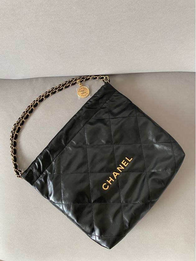 Shiny Calfskin 22 Small Shoulder Bag Black - CHANEL - BALAAN 9