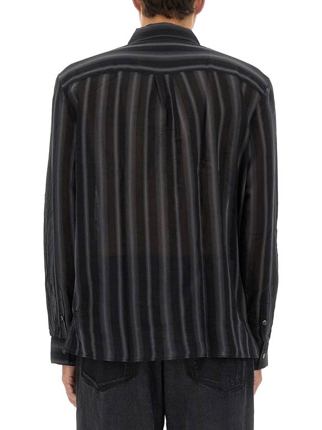 Adorn Stripe Sheer Cotton Silk Long Sleeve Shirt Black - OUR LEGACY - BALAAN 4