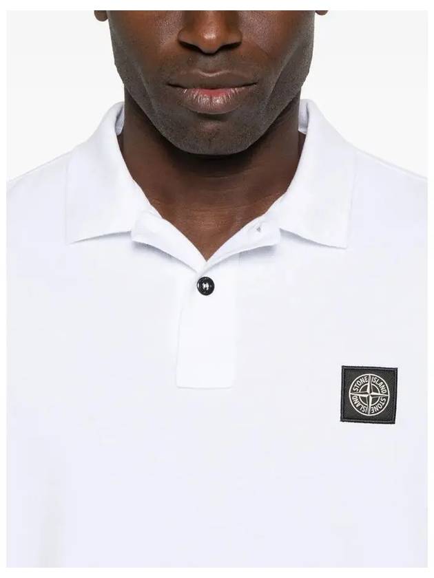 Organic Cotton Elastane Pique Polo White - STONE ISLAND - BALAAN 5