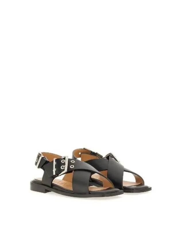 Cross Strap Buckle Sandals Black - GANNI - BALAAN 3