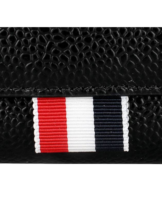 RWB Stripe Pebble Leather Tri-fold Half Wallet Black - THOM BROWNE - BALAAN 7