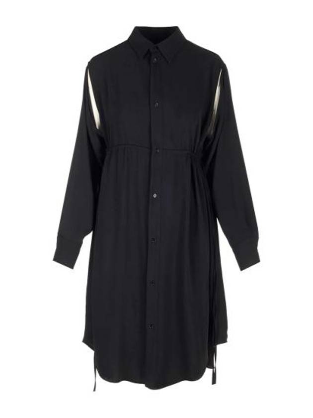 Cut-Out Detail Shirt Midi Dress Black - MAISON MARGIELA - BALAAN 1