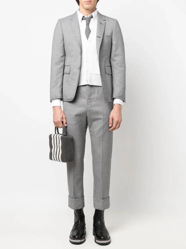 Herringbone Backstrap Wool Straight Pants Grey - THOM BROWNE - BALAAN 3