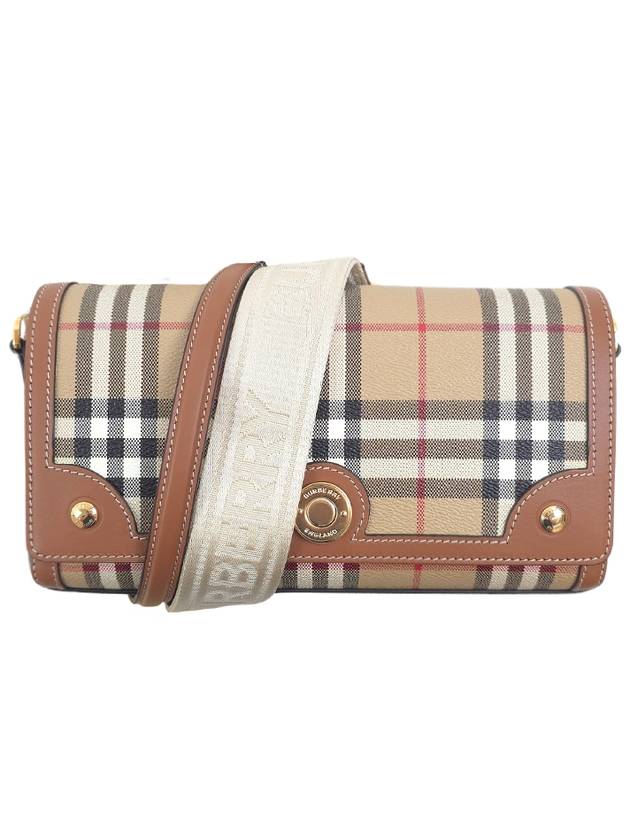 Women's Check Leather Top Handle Shoulder Bag Beige - BURBERRY - BALAAN 2