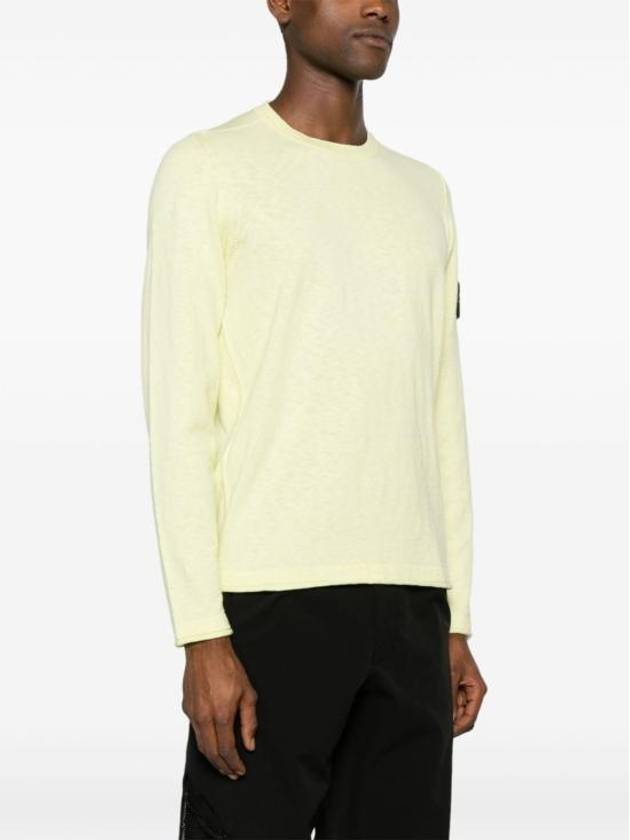 Compass Badge Ribbed Cotton Knit Top Lemon - STONE ISLAND - BALAAN 8