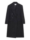 Women's Check Pattern Double Coat Dark Grey - ISABEL MARANT - BALAAN 2