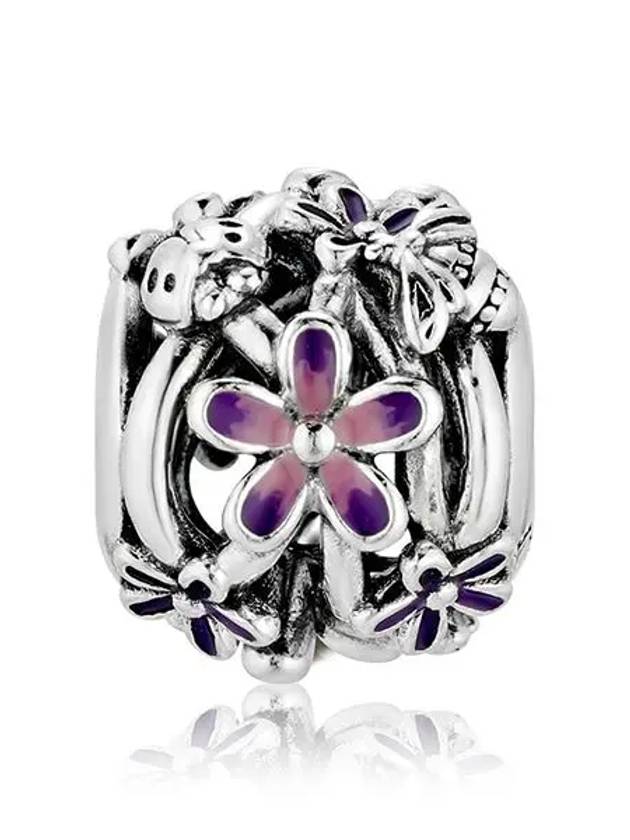 Open Work Purple Daisy Bracelet Charm Silver - PANDORA - BALAAN 5