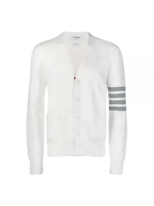 Milano Stitch 4 Bar Cardigan White - THOM BROWNE - BALAAN 2