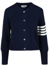 Floral Intarsia Cotton Cardigan Navy - THOM BROWNE - BALAAN 2