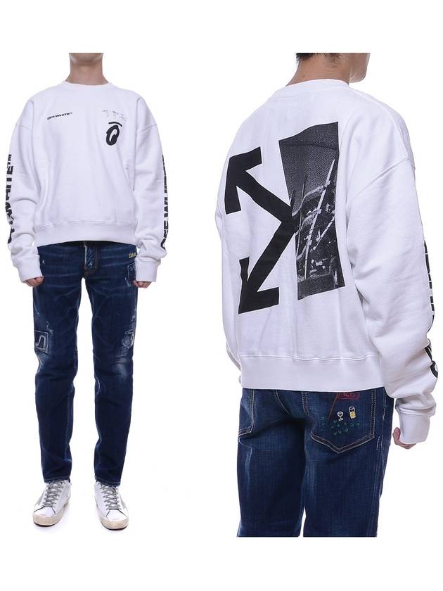 Split Arrow Logo Sweatshirt White - OFF WHITE - BALAAN.