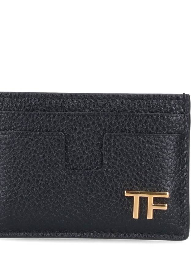 T Line Leather Credit Card Wallet Black - TOM FORD - BALAAN 4