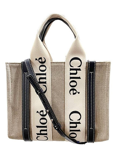 Woody Small Canvas Tote Bag Navy Beige - CHLOE - BALAAN 2