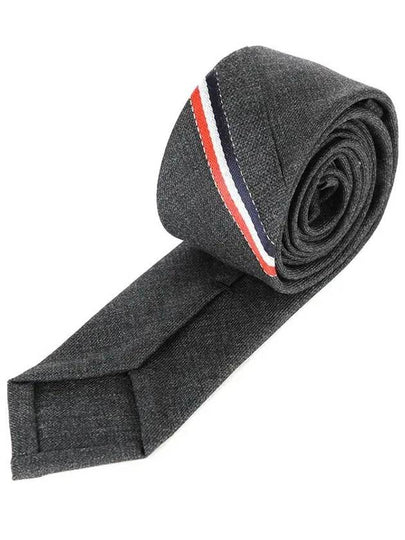 Three Stripes Classic RWB Selvage Super 120 Count Wool Tie Dark Grey - THOM BROWNE - BALAAN 2