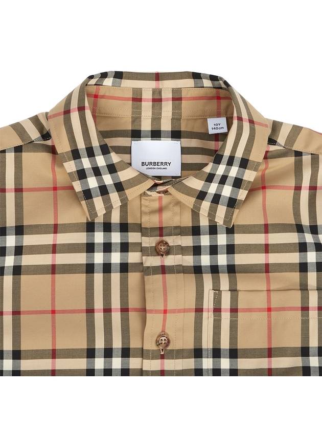 Vintage Check Stretch Cotton Long Sleeve Shirt Beige - BURBERRY - BALAAN 4