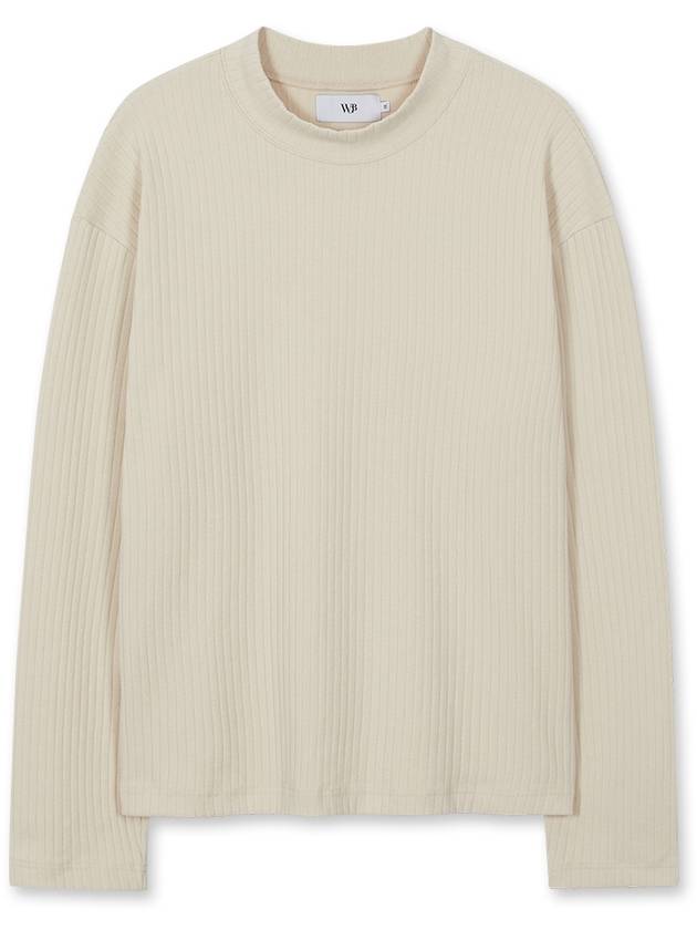 Loose Ribbed Mock Neck Knit Top Cream - WEST GRAND BOULEVARD - BALAAN 1