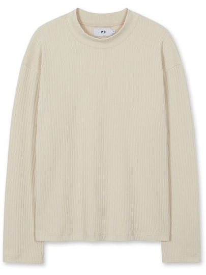 Loose Ribbed Mock Neck Knit Top Cream - WEST GRAND BOULEVARD - BALAAN 2