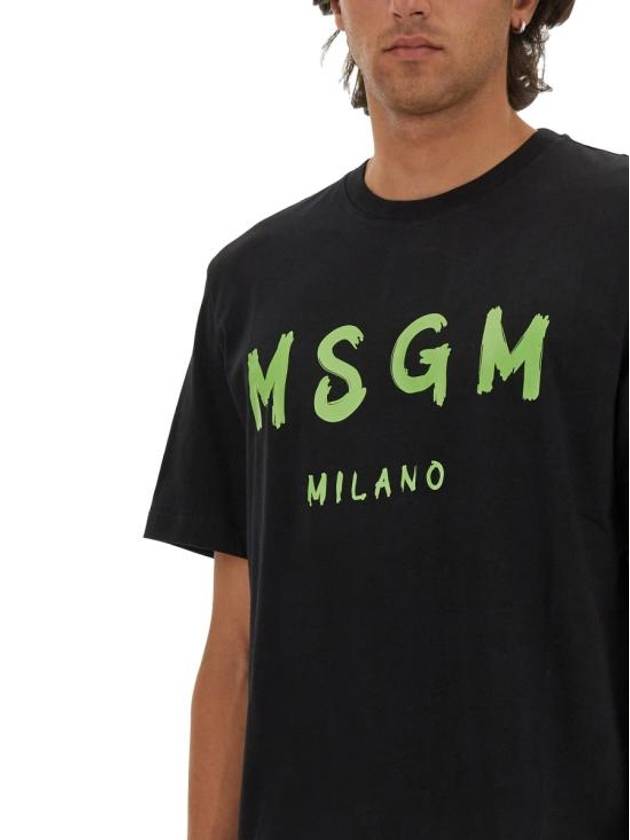 Milano Brushed Logo Cotton Short Sleeve T-Shirt Black - MSGM - BALAAN 5