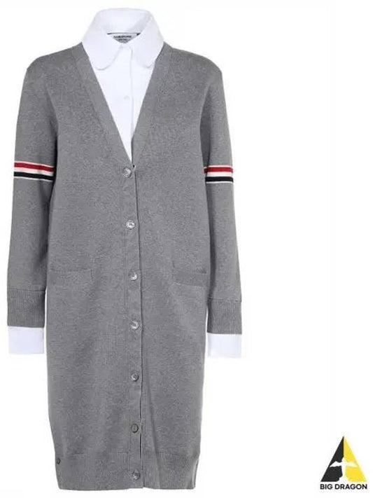 Milano Stitch Combo Shirt Cardigan Light Grey - THOM BROWNE - BALAAN 2