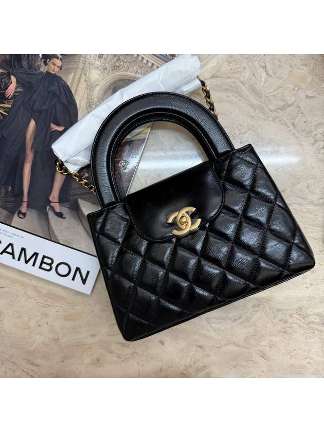 CC Logo Mini Leather Tote Bag Black - CHANEL - BALAAN 8