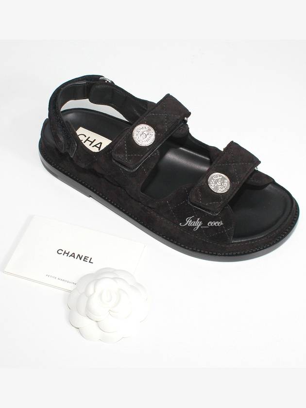 Suede Calfskin Sandals Black - CHANEL - BALAAN 7