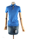 Gem Button Polo Shirt Blue - DSQUARED2 - BALAAN 3