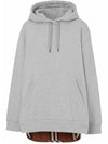 Check Panel Cotton Oversized Hoodie Melange Grey - BURBERRY - BALAAN 2