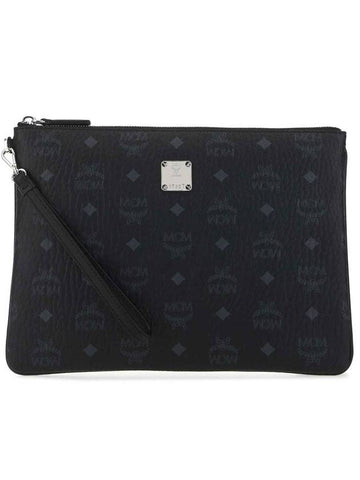 Logo Pattern Clutch Bag Black - MCM - BALAAN 1