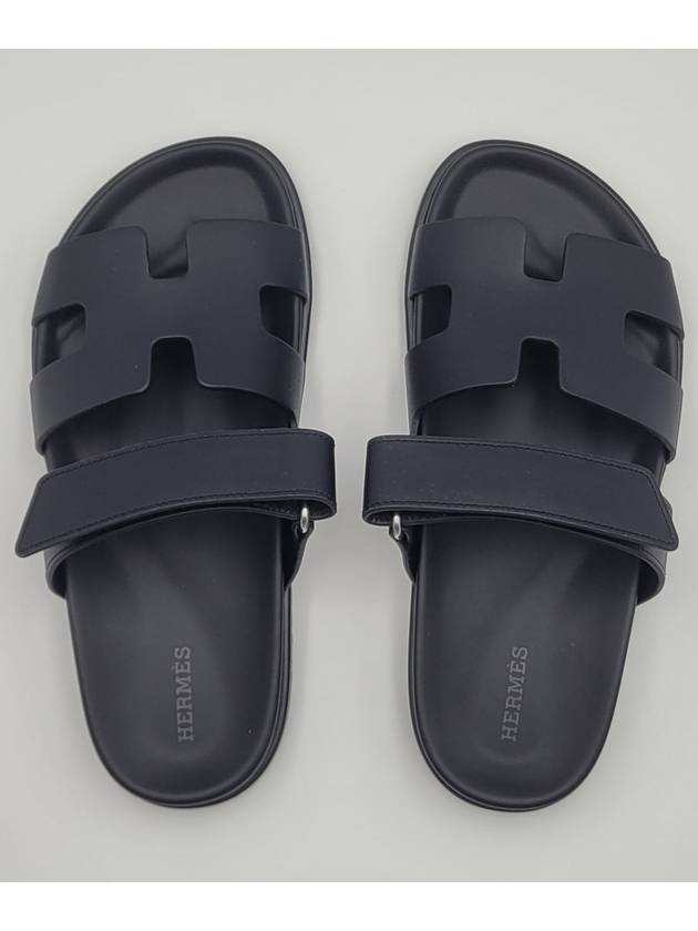 Hermes Chypre H Logo Calfskin Sandals Black - HERMES - BALAAN 4