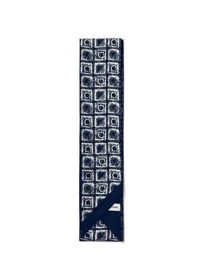 Graffiti Print Silk Bandeau Scarf Midnight Blue Ivory - SALVATORE FERRAGAMO - BALAAN 2