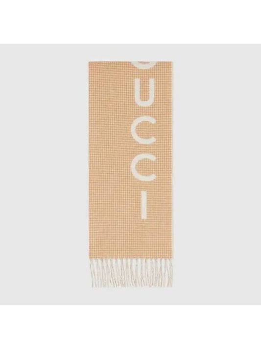 Wool Cashmere Scarf Ivory Yellow Boutique 7642683GB029878 - GUCCI - BALAAN 1