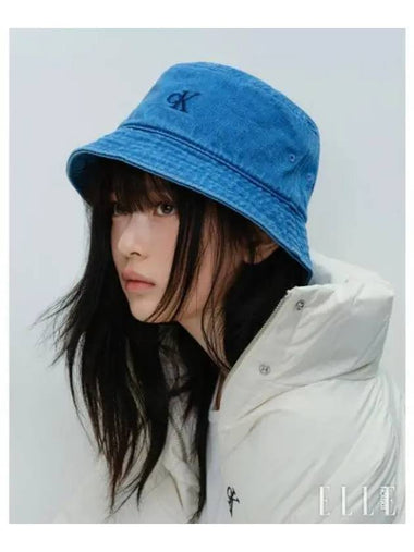 JEANS Unisex CKJ Small Monogram Logo Denim Bucket Hat 4G5042GLHK - CALVIN KLEIN - BALAAN 1