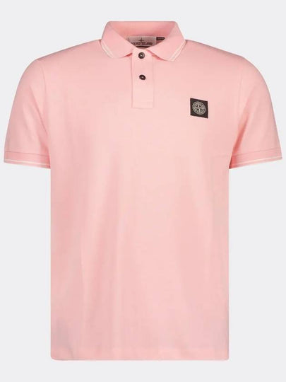 Men's Logo Patch Lining Short Sleeve Polo Shirt Pink - STONE ISLAND - BALAAN 2