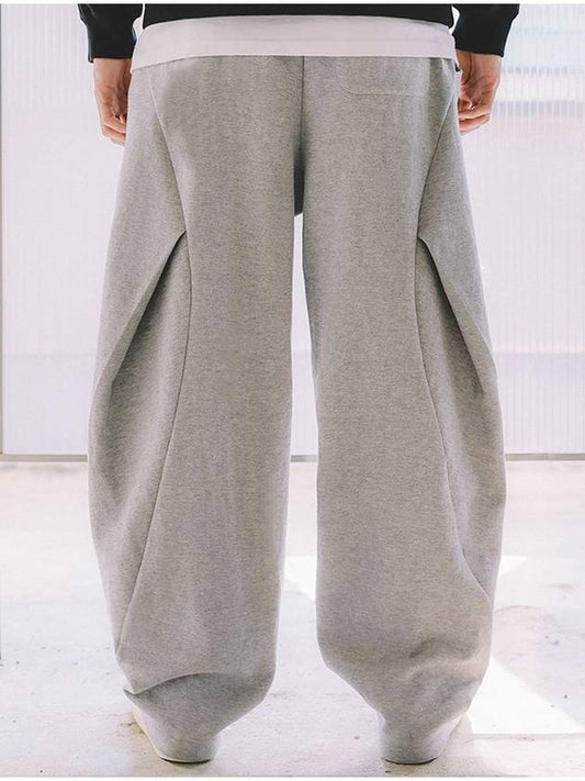 Side Tuck Wide Balloon Sweatpants Melange Grey - MACASITE - BALAAN 2