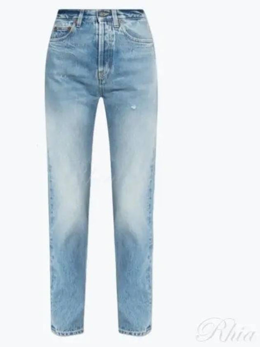 Slim Fit Denim Cotton Straight Jeans Blue - SAINT LAURENT - BALAAN 2