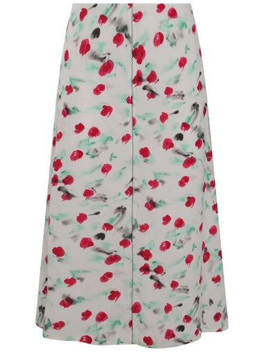 Flower Midi A-Line Skirt White - MARNI - BALAAN 1