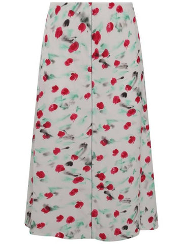 Flower Midi A-Line Skirt White - MARNI - BALAAN 1