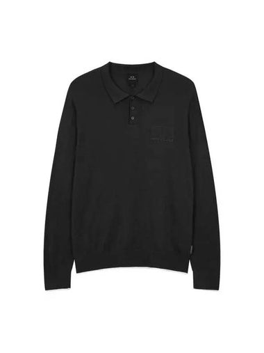 Men s Square Logo Soft Polo Knit Black 271539 - ARMANI EXCHANGE - BALAAN 1