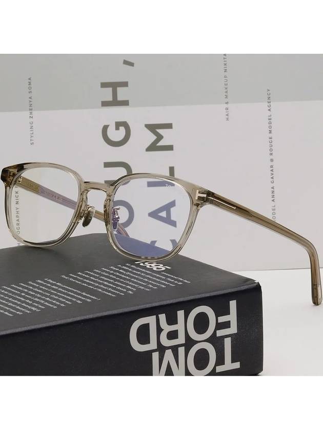 Blue light blocking glasses frame TF5997KB 045 Transparent brown Asian fit square horn - TOM FORD - BALAAN 2