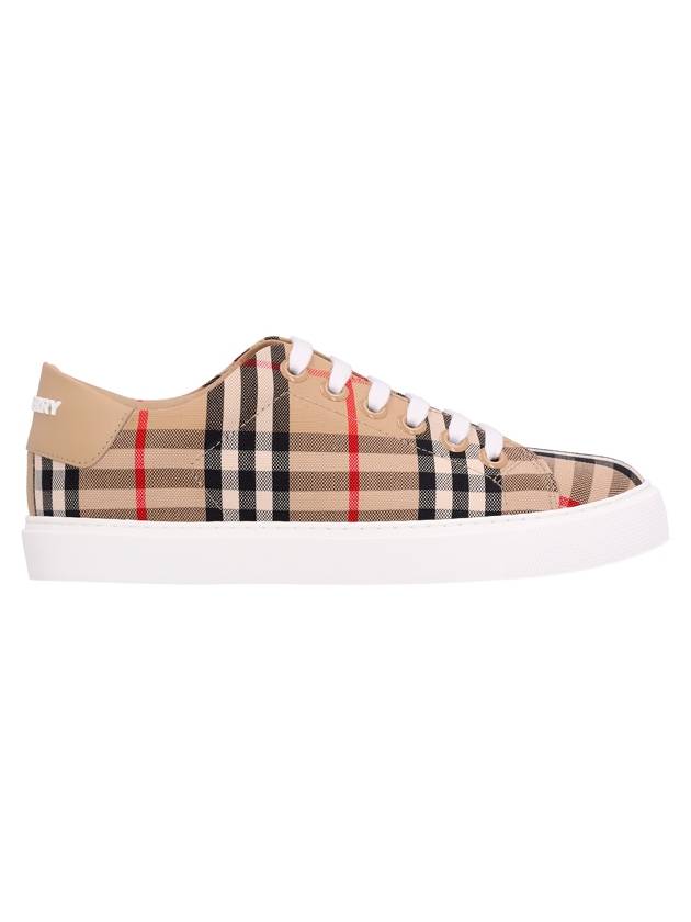 Vintage Check and Leather Sneakers Archive Beige - BURBERRY - BALAAN 2