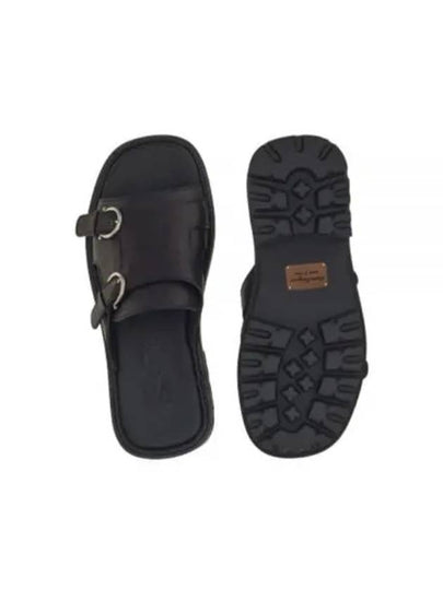 Gancini Buckle Sandals Black - SALVATORE FERRAGAMO - BALAAN 2