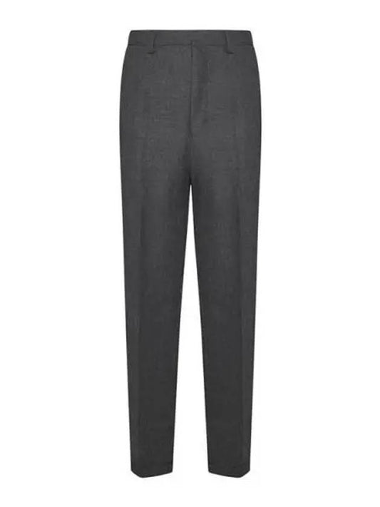 Gabardine Wool Loose Fit Wide Pants Grey - AMI - BALAAN 2