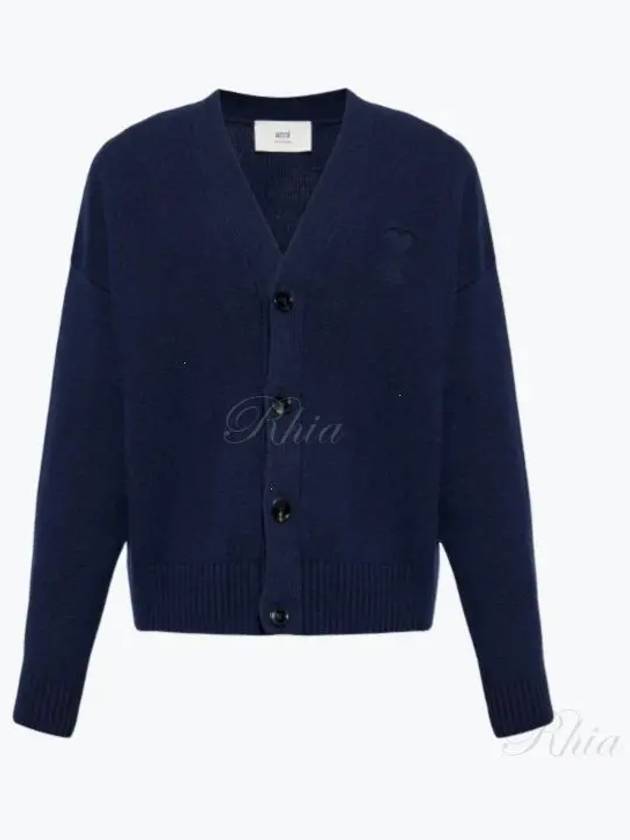 De Coeur V-Neck Cardigan Navy - AMI - BALAAN 2