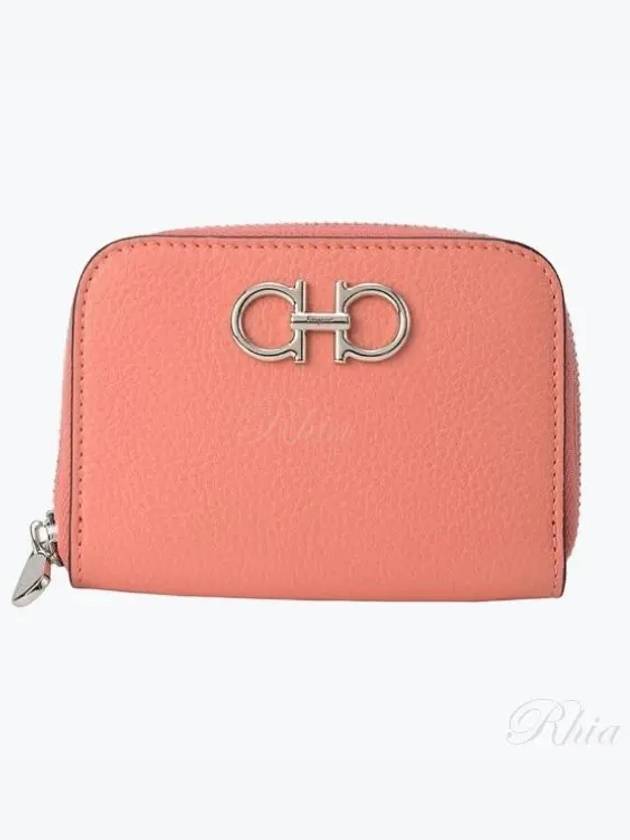 Women's Gancini Logo Zipper Card Wallet Pink - SALVATORE FERRAGAMO - BALAAN 2