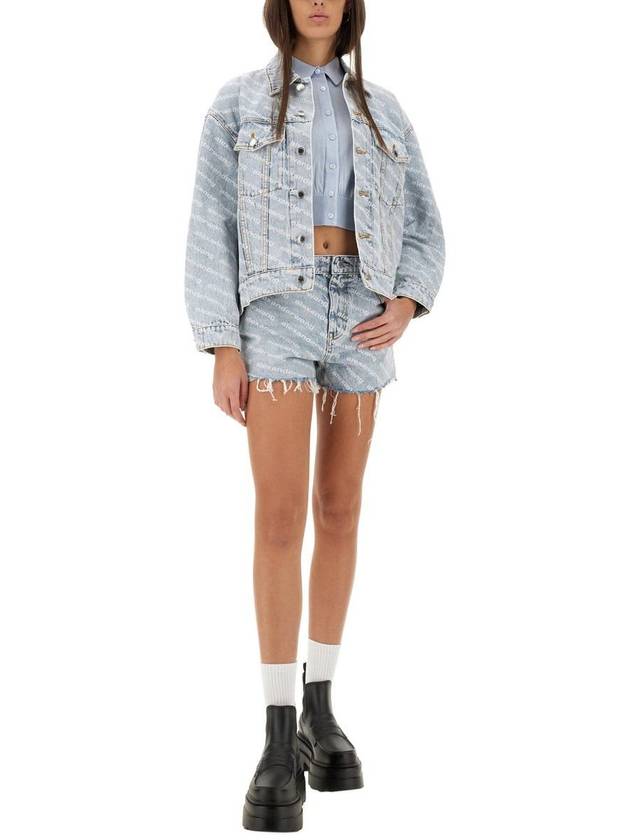 Women's Logo Print Denim Jacket - ALEXANDER WANG - BALAAN 3