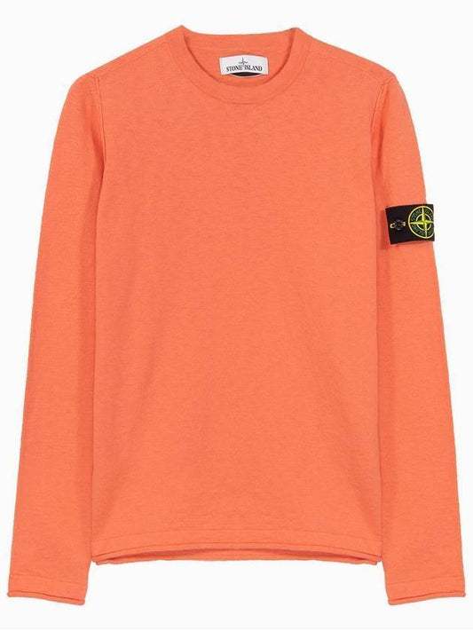 Wappen Patch Round Knit Top Orange - STONE ISLAND - BALAAN.