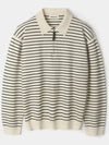 Striped collar half zip up knit Ivory - INDUST - BALAAN 8