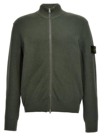 Wappen Patch Knit Zip-Up Jacket Dark Green - STONE ISLAND - BALAAN 1